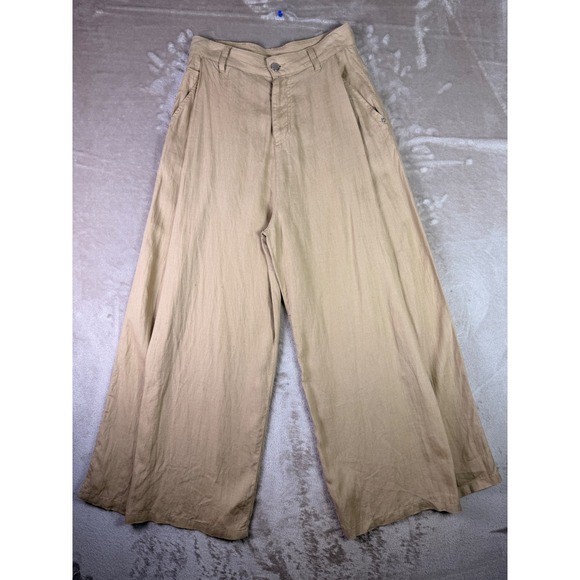Emporio Armani Pants - Emporio Armani Womens Size 26 Linen Beige High Waist Wide Leg Trousers Pants